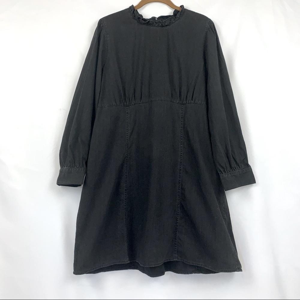 Madewell Denim Ruffled Mockneck Dress - Picture 3 of 11